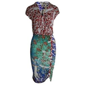 Etro Paisley Printed Ruched Dress Multicolor Viscose‎ IT 42 US 6 Small S Spring